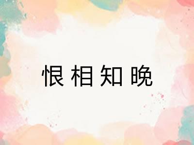 恨相知晚
